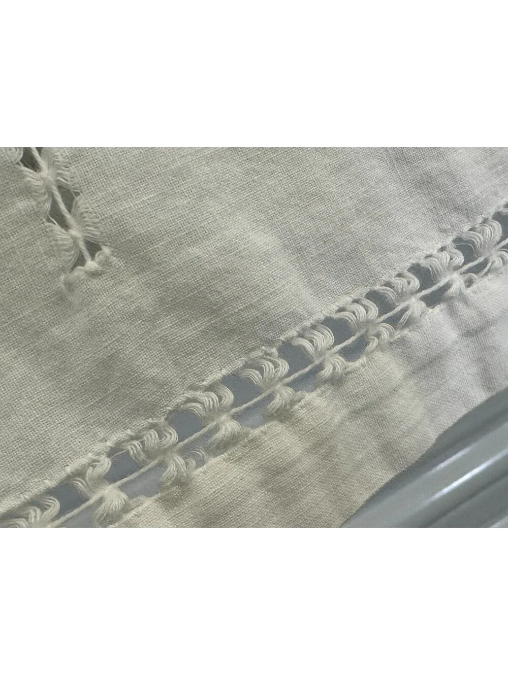 Vintage Cutwork Geometric Card Table Tablecloth Topper Handmade Embroidered